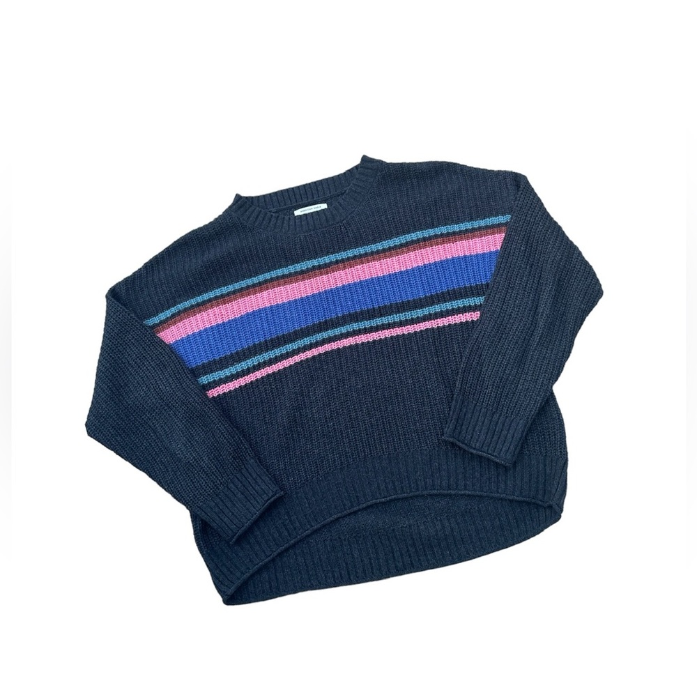 American Eagle Crewneck Striped Sweater with Cropped Front - Size M